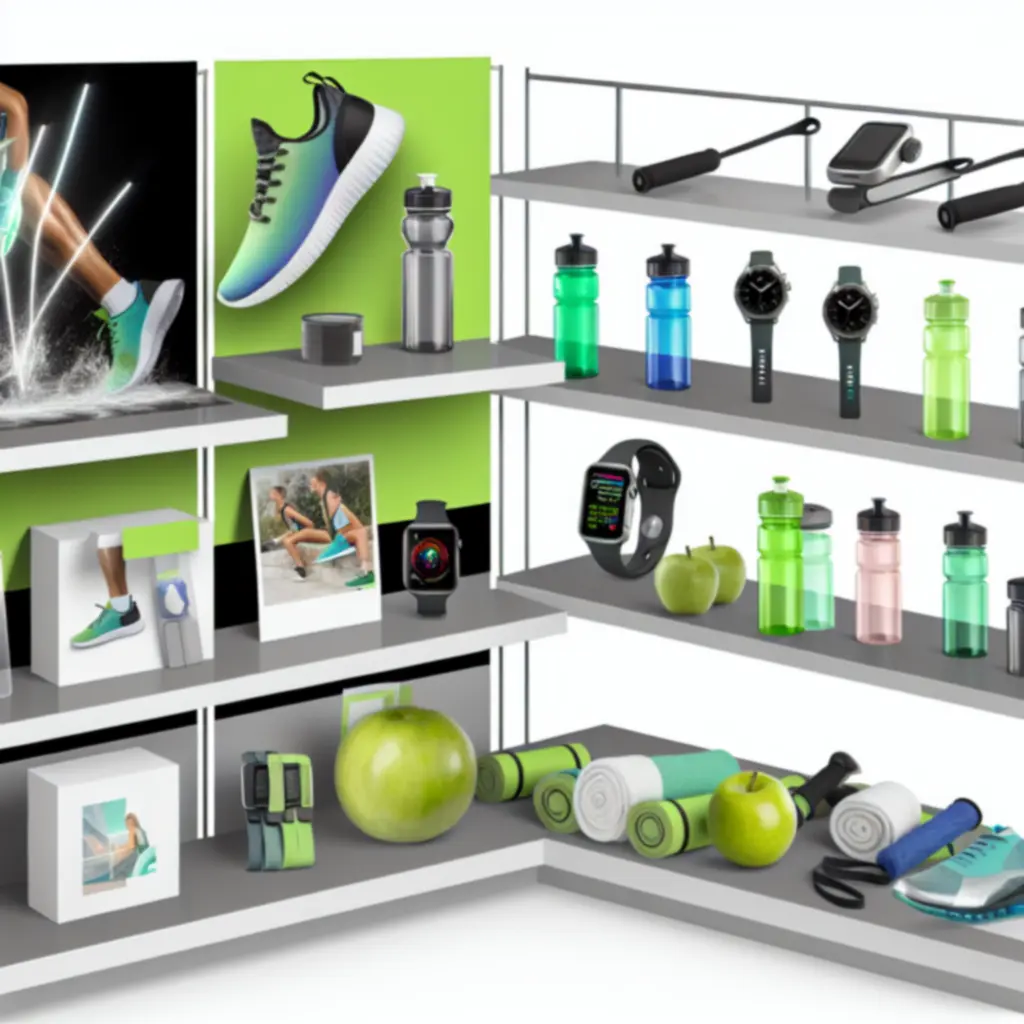 Nowoczesny sprzęt sportowy i akcesoria treningowe prezentowane w jasnym otoczeniu